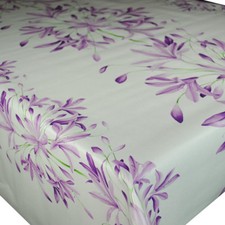 Allium Floral Border Lilac PVC Vinyl Wipe Clean Oilcloth Tablecloth
