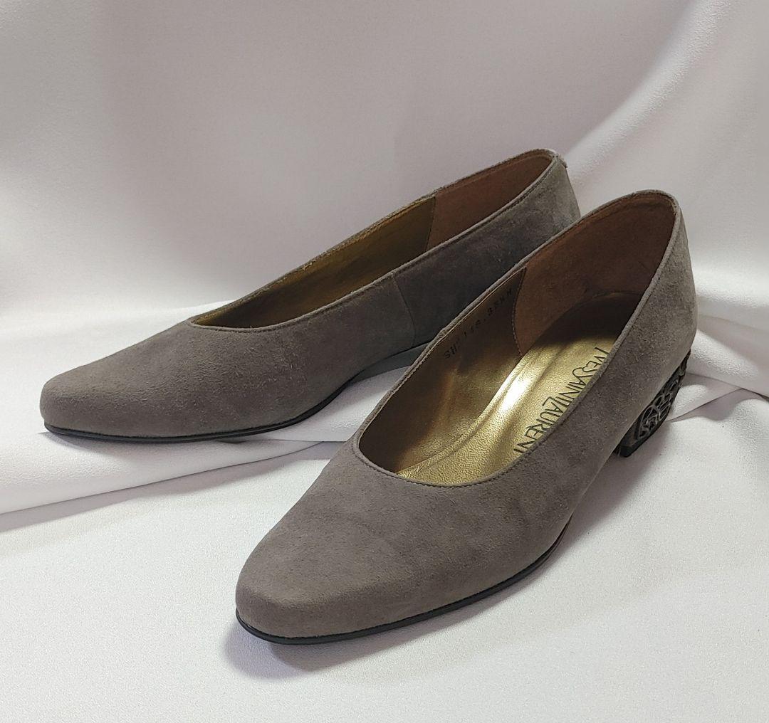 Saint Laurent YSL decolte tacco EU35 5 US5 5 grigio scamosciato autentico dal Giappone
