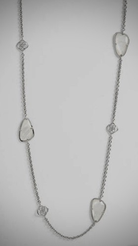 Kendra Scott ‘KINLEY’ Long Station Necklace-NEW/in Silver & Ivory MOP - Picture 5 of 10