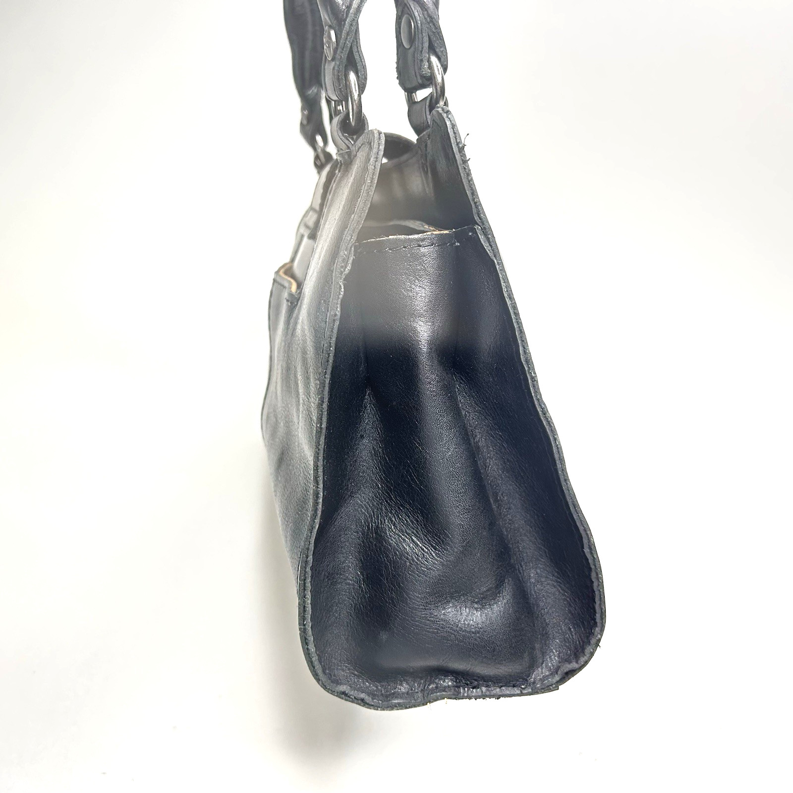 PATRICIA NASH ‘Rienzo’ Leather Handbag Shoulder Bag Satchel BLACK Contemporary