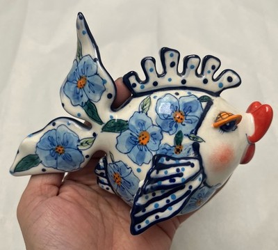 Vintage 2002 Anthropomorphic Fish w Lips Ceramic Kissy Fish Decorative Figurine