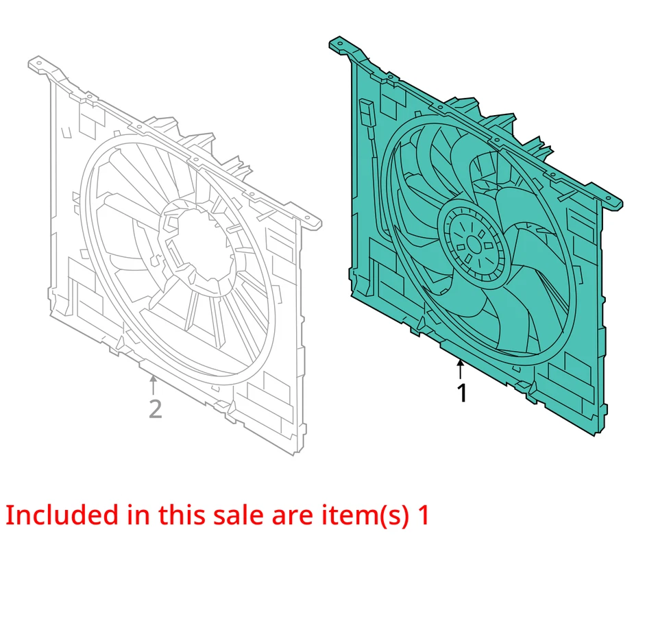 Conjunto de ventilador y cubierta del radiador delantero BMW M5 F90 2018-2023 OEM Foto 3 de 4