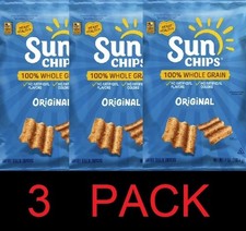 Sun Chips 100 Whole Grain ORIGINAL Snack Chips Bag 7 oz - 3 PACK