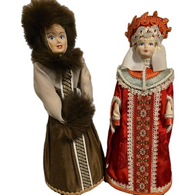 vintage Russian Handmade ceramic Dolls set of two (#5)