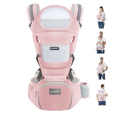 Baby Carrier with Hip Seat, Ergonomic M Position, Newborn to Toddler, Head Su...