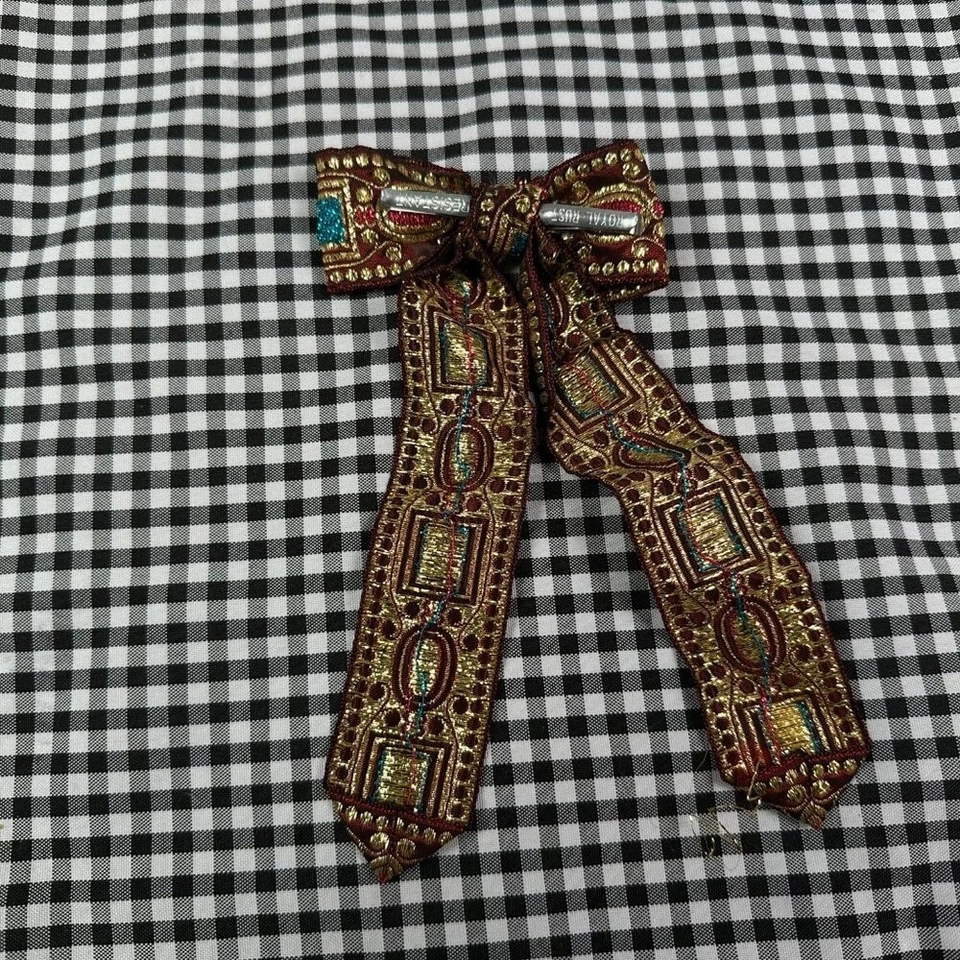 Pajarita de vaquero occidental vintage de los años 70 (est) clip de cuello marrón metálico Foto 3 de 3