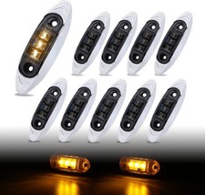 10 Pcs Mini Side Led Marker QR Model Smoked Lens Amber Light Chrome Bezel, U