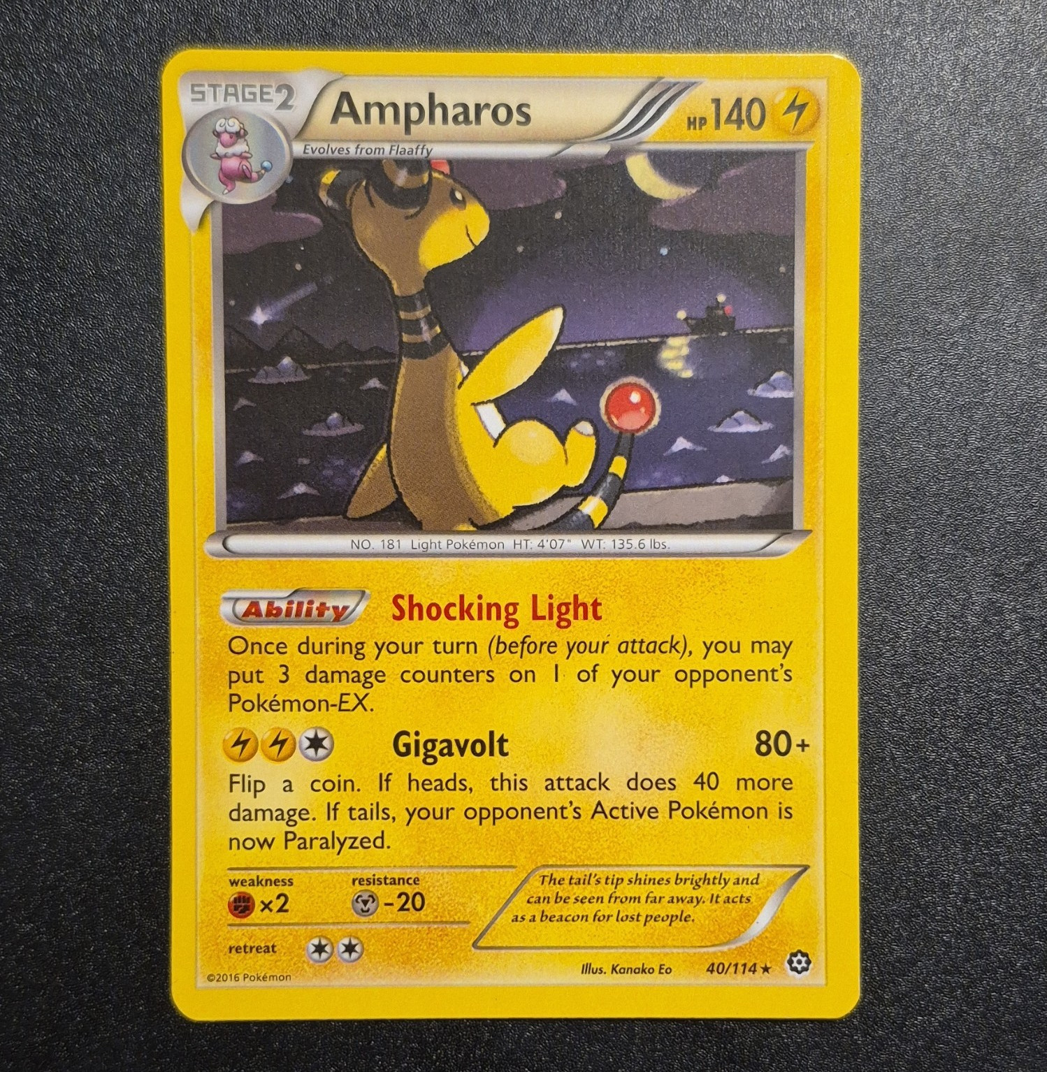 The Pokémon Company Ampharos 40/114 Steam Siege Rare Regular Eng 2016 140HP
