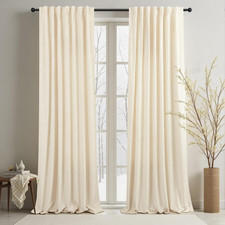 Cream Beige Velvet Curtains 108 Inches Long 2 Panels for Living Room Darkening L