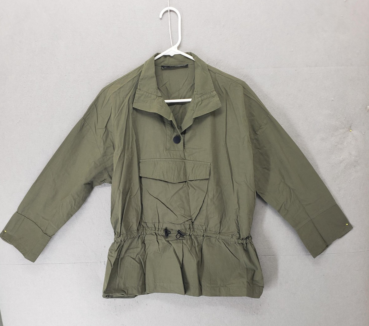 Zara Basic Jacket Womens Medium Green Utility Dra… - image 1