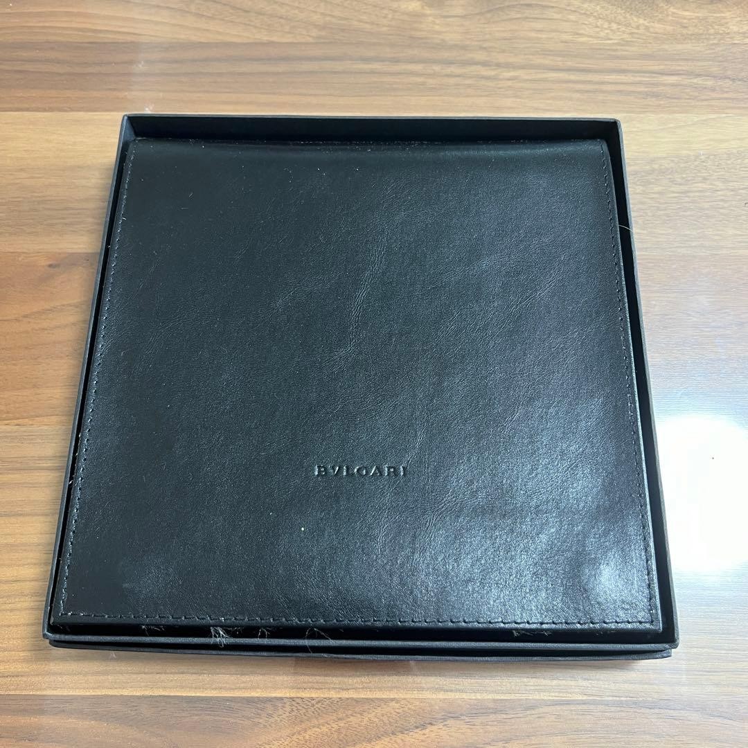 BVLGARI ブラックレザー ケース Bvlgari Black Leather Case 20cm Square Folding Travel Jewelry