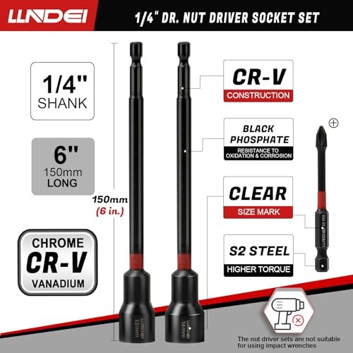  1/4" Drive Socket Set & Nut Driver Set 44PCS, 1/4-Inch Sockets 44PCS Metric