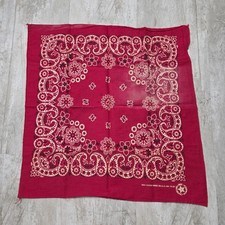 Vintage 100 Cotton Floral Paisley Bandana Red Distressed