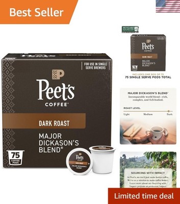 Dark Roast Coffee Pods Single Serve 75 Count Rich Full-bodied Blend