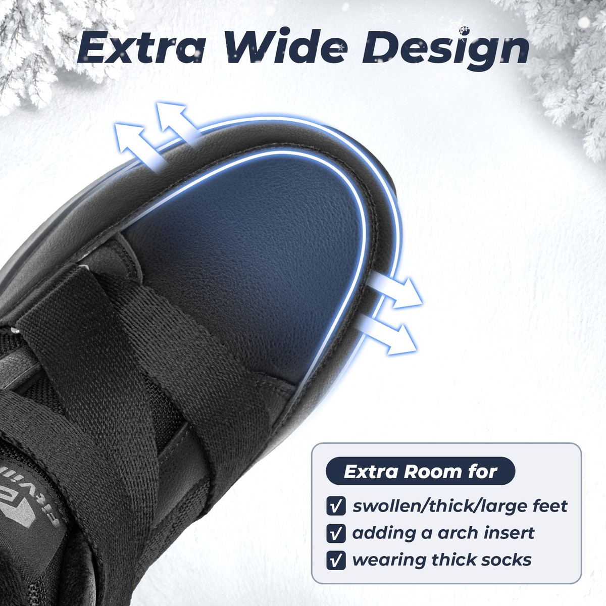 FitVille Heren Sneeuwlaarzen Winterlaarzen met Warme Voering Extra Breed Schoenen Sneeuwlaarzen Waterdicht Grijs 46.5 EU breed
