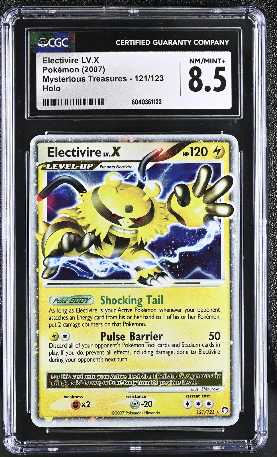 CGC 8.5 Electivire LV.X 2007 Mysterious Treasures 121/123 Holo Pokemon Card psa