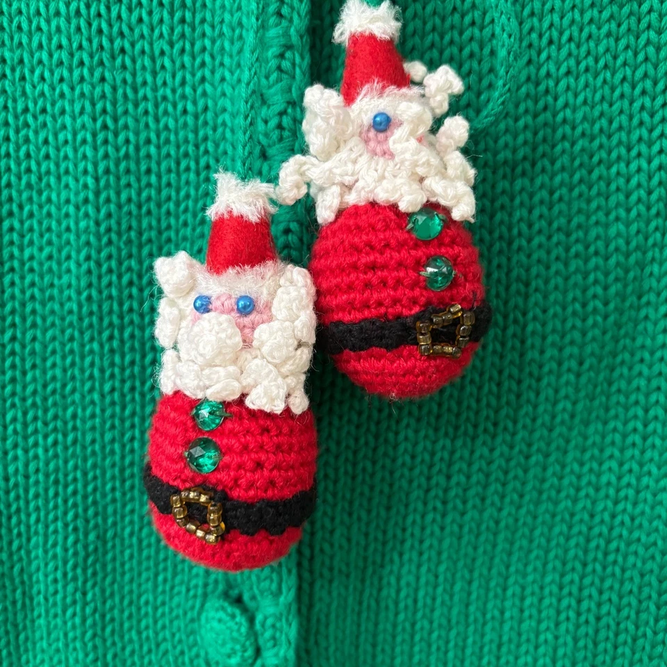 Cárdigan Suéter Michael Simon Verde Imitación Piel Blanca Papá Noel Dijes Navidad L Foto 2 de 4