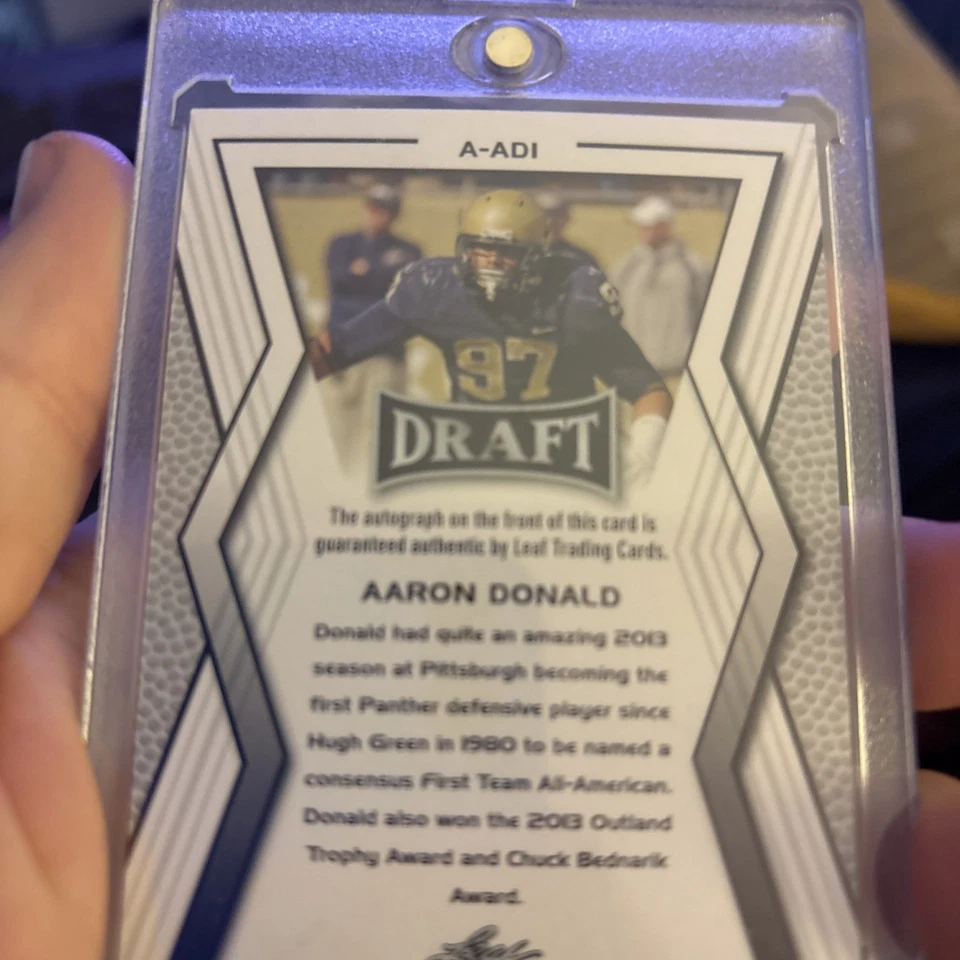 Leaf Draft 2014 Aaron Donald automático #A-AD1 RC firmado Pitt Panthers Rams  Foto 3 de 3
