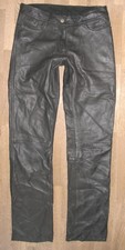 HIGHWAY 1 Damen Jeans en Cuir Noir Biker Moto, Taille 36-38, Jambe Droite