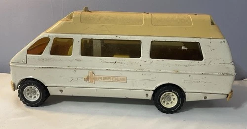 Vtg 1970s Tonka Rescue Ambulance Van Pressed Steel 19" Vehicle 2 Figures