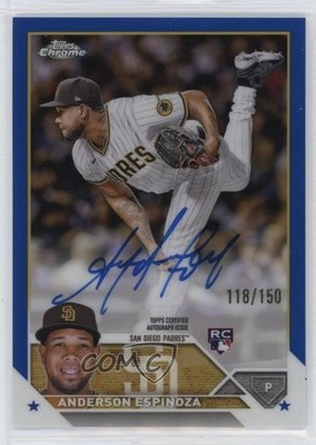 2023 Topps Chrome Rookie Blue Refractor 118/150 Anderson Espinoza Auto RC 6o3