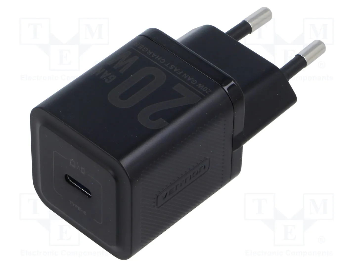Vention Nero Caricabatterie Da Parete,, Ue, Usb-C, 20W, Gan (Nero) (20 W, 1 Porzione), Caricatore Usb, - Immagine 2