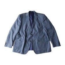 M&S Collezione Jacket Men 46R Blue Linen Blend Nova Fides Italy Single Breasted 