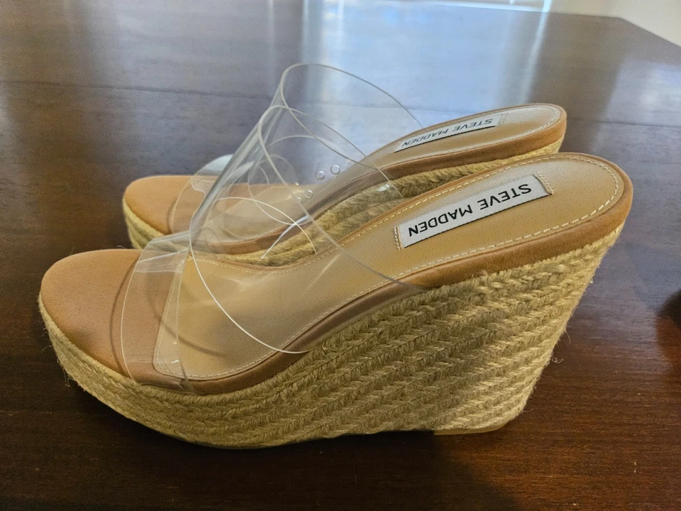 Steve Madden Sunrise Cuña Transparente Talla 8.5 Nuevo Foto 4 de 4