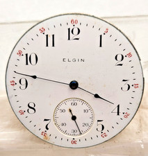 Antique 1913 ELGIN Open Face Pocket Watch Movement - 7 J-16 S  For Parts 