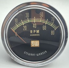 Vintage 1960s Stewart Warner Green Line 8000 Rpm Tachometer 429370