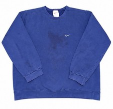 Nike Crewneck Sweatshirt Mens Large Blue Vintage 90s Made in USA Mini Swoosh