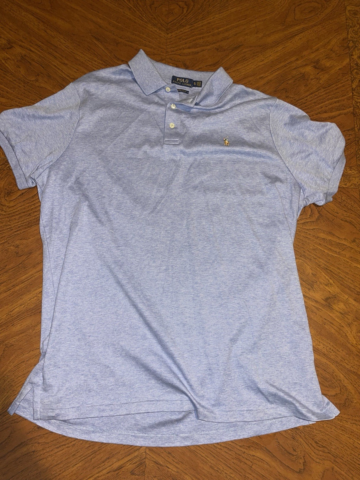 Polo Ralph Lauren camicia uomo XL blu personalizzata slim fit manica corta logo pony