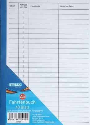 1x Stylex Fahrtenbuch, DIN A5, 40 Blatt, FSC