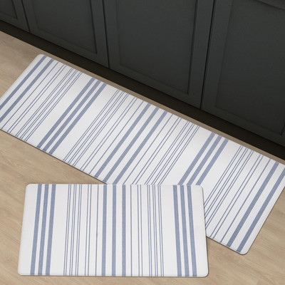 Farmhouse Stripe Anti-Fatigue Kitchen Mat Set of 2, Cushioned Foam Kitchen Ma...