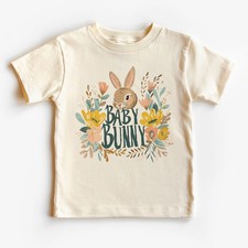 Baby Bunny Retro Flowers Toddler Shirt - Cute Cuddly Easter Bunny