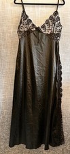 Vintage Royal Lingerie XL Black Lace Nightgown Lace Bust Side Slit Made SAR