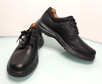 Clarks unstructured Brawley Oxford mens black leather dress shoes wide New 9.5W