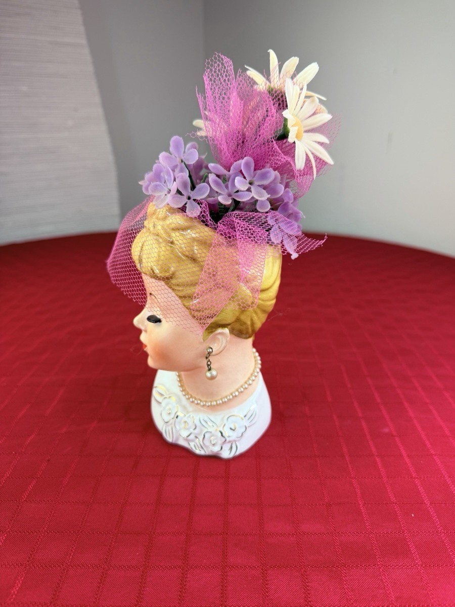 Vtg Rubens Originals 1959 Japan Lady Head Vase 501 Floral Hat