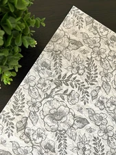 GRAY TIMELESS FLORAL Design Tissue Paper Sheets Choose Size & Package Amount