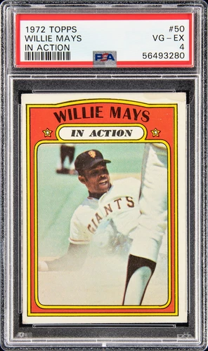 1972 TOPPS IN ACTION #50 WILLIE MAYS PSA 4