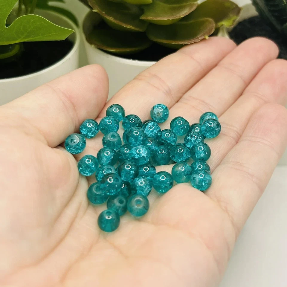 Бусины из морского зеленого стекла с трещинами 6 мм - продавец из США - Изображение 2 из 3