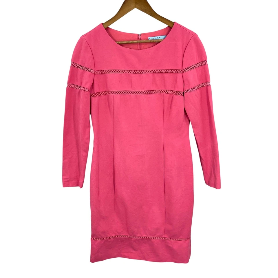 Vestido Antonio Melani Coquette Mujer Femenino Rosa Funda Forrada Oficina Talla 6 Foto 3 de 4