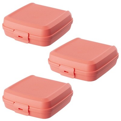 ENGELLAND 3 x Lunchbox Vesperdose Brotdose Plastikdose Für Kinder BPA-Frei Lachs