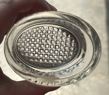 Old Vtg Master Oval Salt Cellar Boston US Glass Square Grid Base Trinket Dish