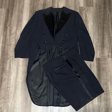 Vintage 1957 Bespoke Besteda Bro Navy Wool XL Tailcoat Full Dress Tuxedo - 48