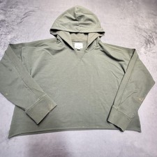 Offline By Aerie Hoodie Womens Medium Green Cropped Boxy Pullover Sweatshirt