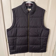 Weatherproof Vintage Men's Puffer Vest Quilted Full Zip Dark Gray Flan Lined XL