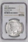 1923 ROTATED DIES 90 DEGREES PEACE DOLLAR MINT ERROR NGC MS61
