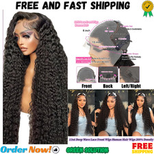 JTMMP 13x6 Deep Wave Lace Front Wigs Human Hair 200 Density 26 Inch Curly Hu...