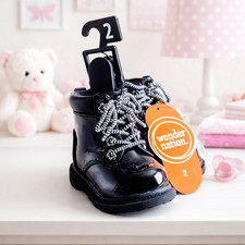 Baby Girl Size 2 Wonder Nation Black Silver Patent Boots Floral Eyelets New